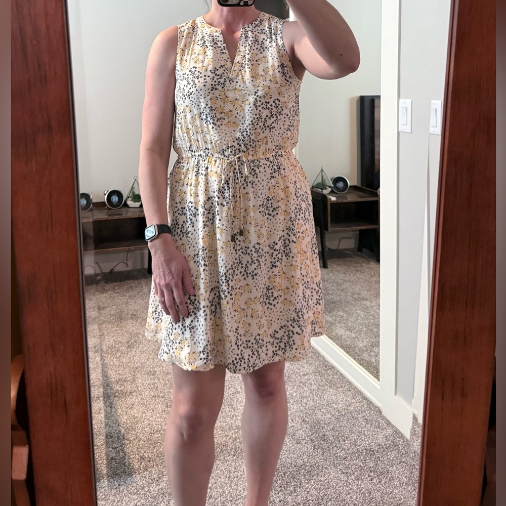 Maurices Cream Dress with Black and Yellow Floral Pattern - Size M - NWT